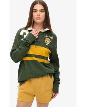 Superdry Loose Fit Embroidered Vintage Wash Sweat Shorts - Yellow