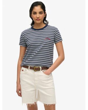 Superdry & Co Essential Logo Striped Fitted T-shirt - Blue