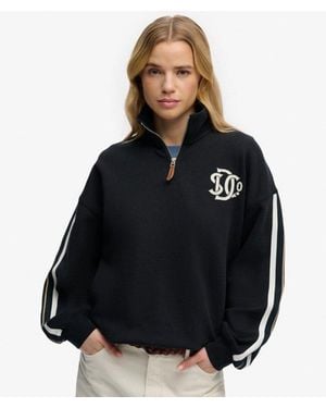Superdry Country Club Appliqué Half Zip - Black
