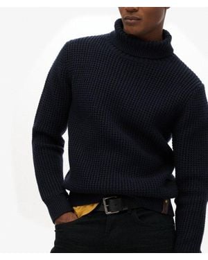 Superdry Homme Pull Texturé À Col Roulé Merchant Store Taille - Bleu