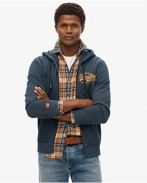 Superdry & Co Vintage Logo Embroidered Zip Hoodie - Blue