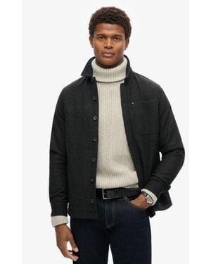 Superdry & Co Merchant Wool Texture Overshirt - Black
