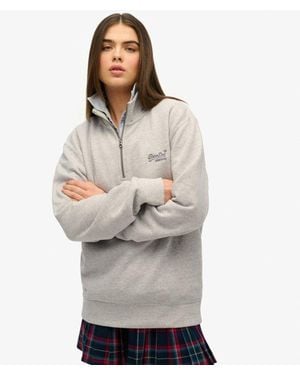 Superdry & Co Oversized Essential Logo Half Zip Sweatshirt - Grey