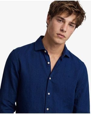 Superdry & Co Riviera Long Sleeve Linen Shirt - Blue