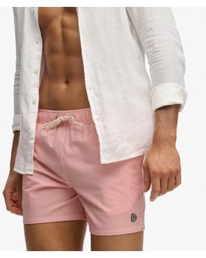 Superdry & Co Seer Sucker 15-inch Swim Shorts - Pink