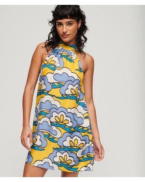 Superdry High Neck Sleeveless Mini Dress - Blue