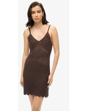 Superdry & Co Relaxed Fit Crochet Cami Mini Dress - Brown
