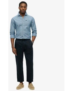 Superdry The Merchant Store - Linen Trousers - Blue