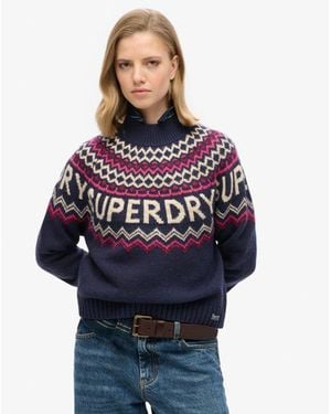 Superdry Fairisle Branded Jumper - Blue