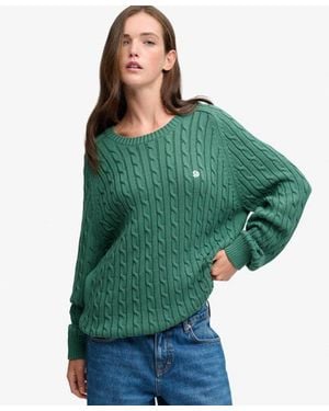 Superdry Slouchy Cable Knit Jumper - Green