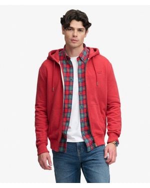 Superdry & Co Essential Logo Half Brushed Zip Hoodie - Red