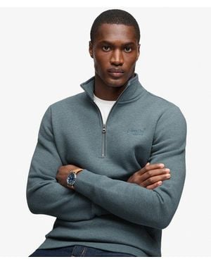 Superdry & Co Vintage Logo Embroidered Half Zip Sweatshirt - Grey