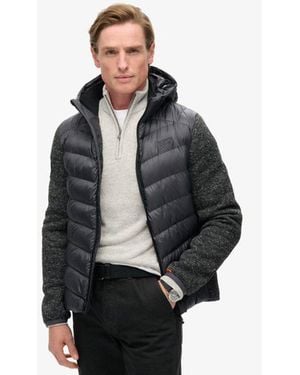 Superdry & Co Hooded Knit Storm Hybrid Jacket - Gray