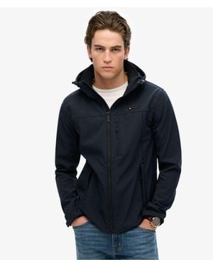Superdry & Co Lightweight Embroidered Logo Hooded Soft Shell Trekker Jacket - Blue