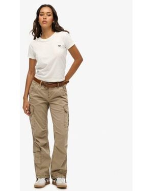 Superdry Low Rise Straight Cargo Trousers - Natural