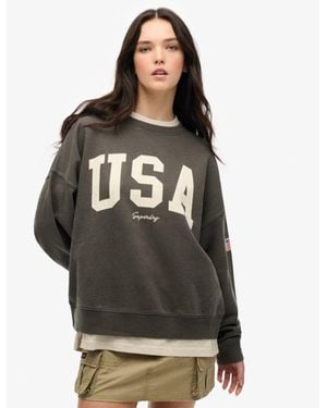 Superdry & Co Athletic Essentials Relaxed Crew Sweatshirt - Grey