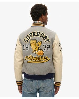 Superdry College Patched Bomber Jacket - Natural