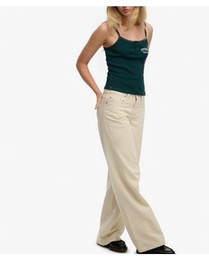 Superdry & Co Mid Rise baggy Trousers - Natural