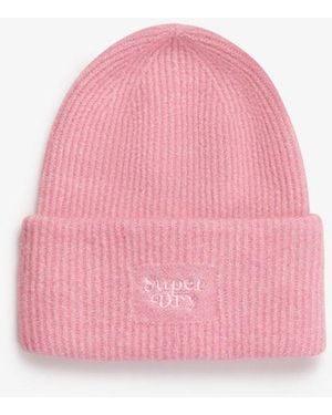 Superdry Soft Rib Knit Beanie Hat - Pink