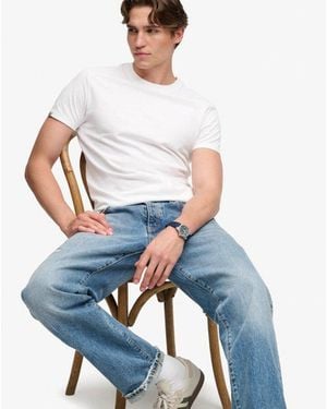 Superdry & Co Essential Serif Logo Embroidered T-shirt - Blue