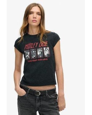 Superdry Motley Crue X Cap Sleeve T-shirt - Black