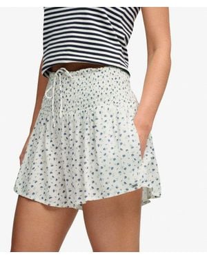 Superdry Bedrukte Mini Smocked Shorts - Blauw