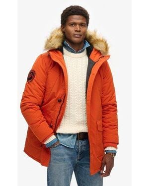 Superdry Hooded Everest Faux Fur Parka in Blue for Men Lyst