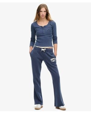 Superdry Slim Fit Embroidered Logo Athletic Essentials Low Rise Flare joggers - Blue