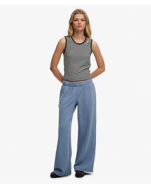 Superdry Essential Logo Wide Leg Sweatpants - Blue
