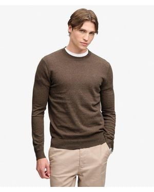 Superdry Homme Pull Essentiel Léger En Laine Mélangée Taille - Marron