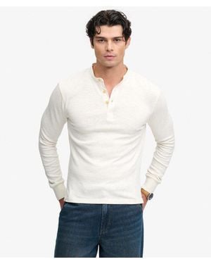 Superdry & Co Woven Placket Grandad Top - White