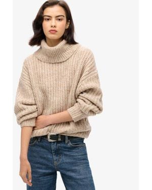 Superdry & Co Brushed Rib Slouch Neck Jumper - Natural