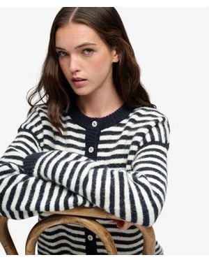Superdry & Co Brushed Knit Striped Cardigan - Black
