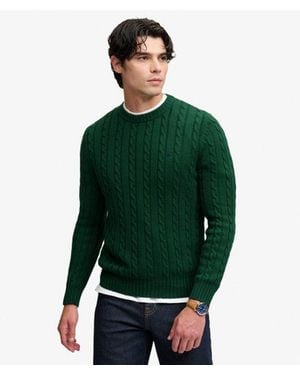 Superdry & Co Cotton Cable Knit Crew Sweater - Green