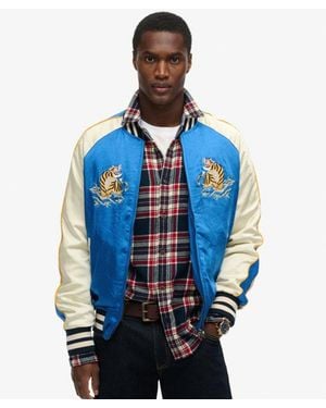 Superdry Fully Lined Embroidered Sukajan Bomber Jacket - Blue