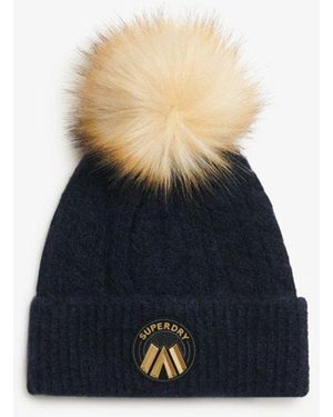 Superdry & Co Cable Luxe Knit Beanie Hat - Blue