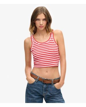 Superdry & Co Organic Cotton Vintage Ribbed Crop Vest Top - Red