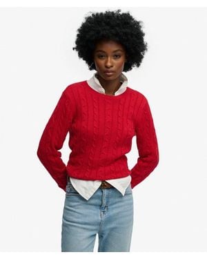 Superdry & Co Essential Cable Knit Sweater - Red