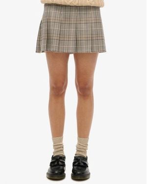 Superdry Low Rise Pleated Mini Skirt - Natural