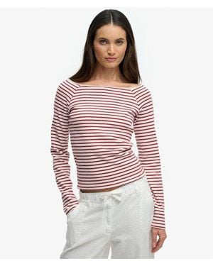 Superdry Bardot Off Shoulder Top - Red