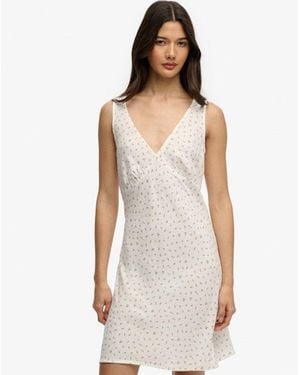 Superdry Printed Sweetheart Mini Dress - White