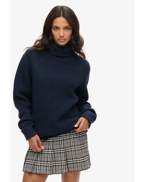 Superdry The Merchant Store Oversized Roll Neck Jumper - Blue