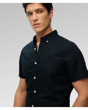 Superdry & Co Cotton Linen Short Sleeve Shirt - Black