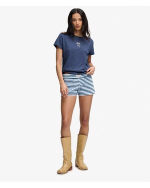 Superdry & Co Athletic Essentials Fold Over Towelling Shorts - Blue