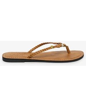 Superdry Faux Leather Braided Flip Flops - White