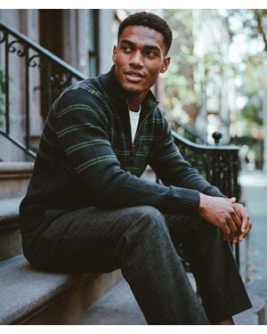 Superdry Cotton Stripe Half Zip Knit - Green