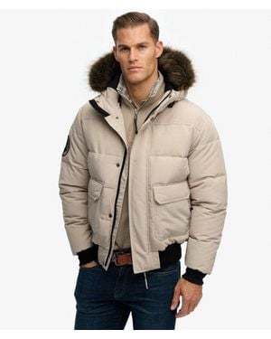 Superdry & Co Everest Hooded Puffer Bomber Jacket - Natural