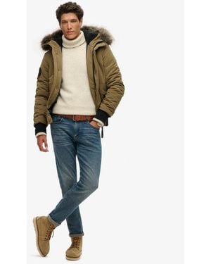 Superdry & Co Everest Classic Embroidered Hooded Puffer Bomber Jacket - Natural