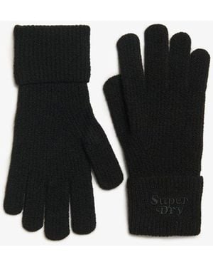 Superdry & Co Ribbed Soft Rib Knit Gloves - Black