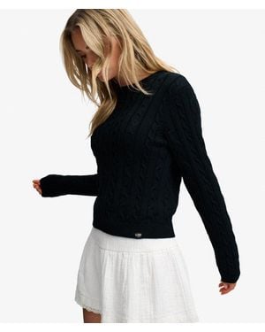 Superdry & Co Essentials Cable Knit Sweater - Black